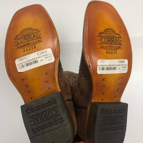 Corral Women's Orix Full Embroidery and Hand Painted & Studs Brown Size 8.5 - Picture 9 of 14